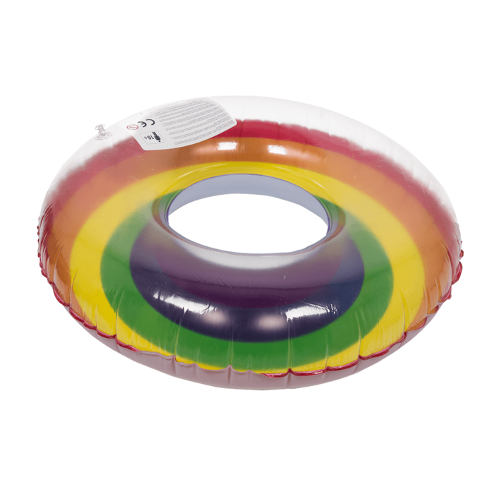 Aufblasbarer Regenbogen-Schwimmring mit 90 cm Durchmesser, bunter Pride Pool- und Strandring für Sommer