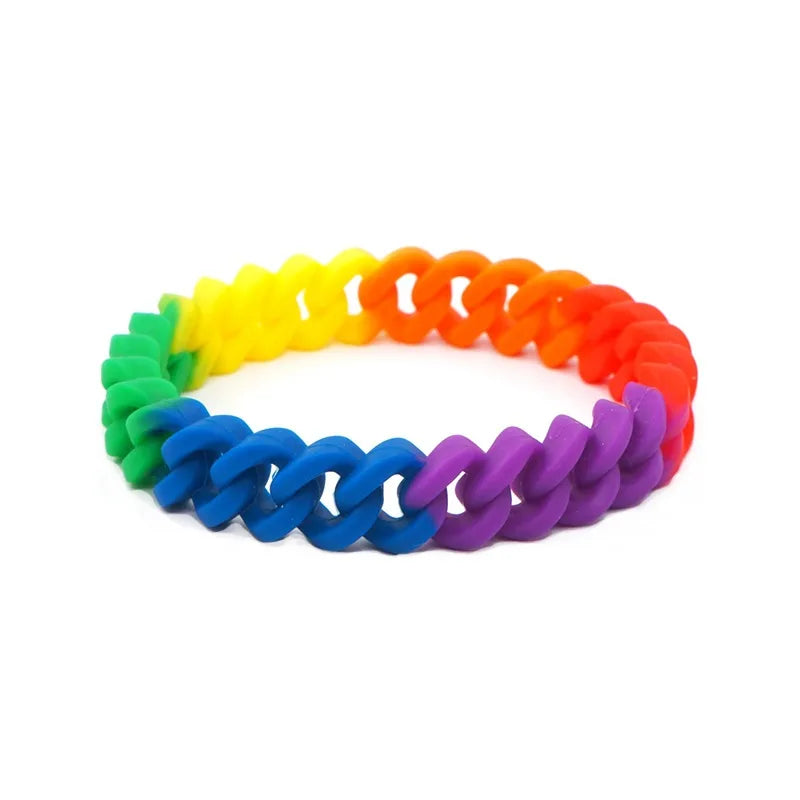 Regenbogen Silikon Armband als LGBTQIA+ Pride Armband