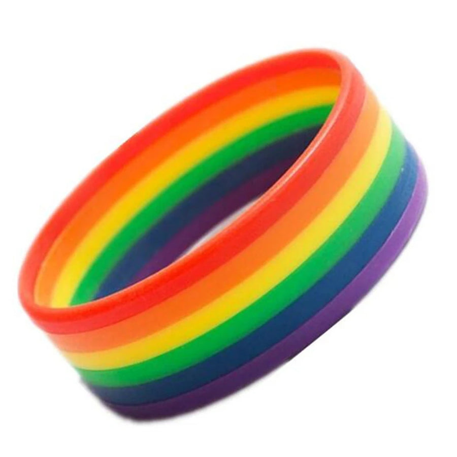Silikon Armband in der Farbe der Regenbogen Flagge.