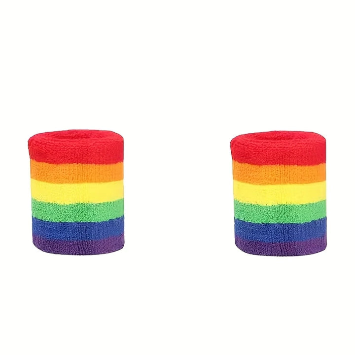 Regenbogen Sportarmband im 2er-Set – schweißabsorbierende Armbänder für das Handgelenk