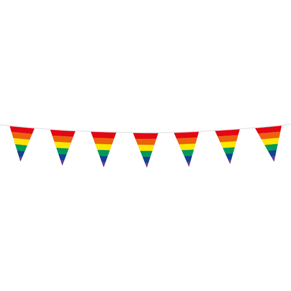 Regenbogen Wimpelkette 3m mit kleinen Fahnen 10x15 cm für Pride, CSD und bunte Party Dekoration