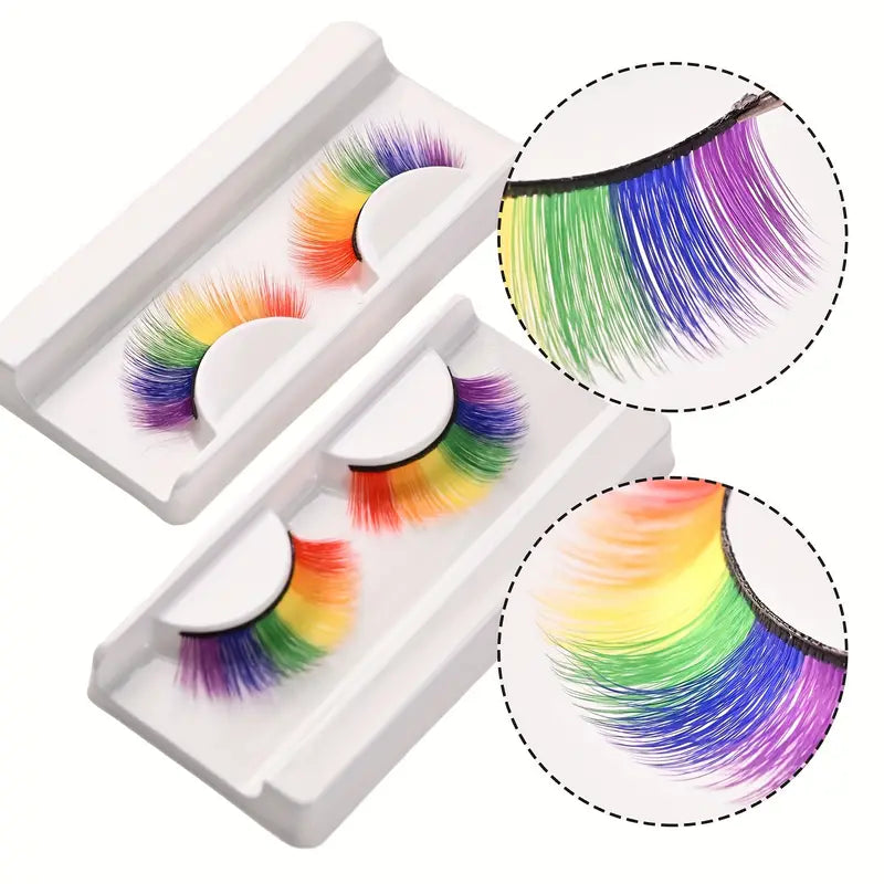 Regenbogen Wimpern in buntem Farbverlauf – Pride Fake Lashes für CSD, Festival und Party