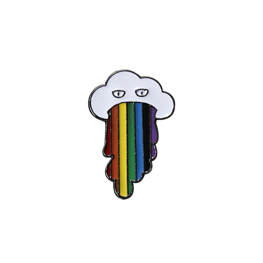 Regenbogen Wolken Pin aus Metall mit Pride-Farben, kleiner Anstecker für Vielfalt und Sichtbarkeit.