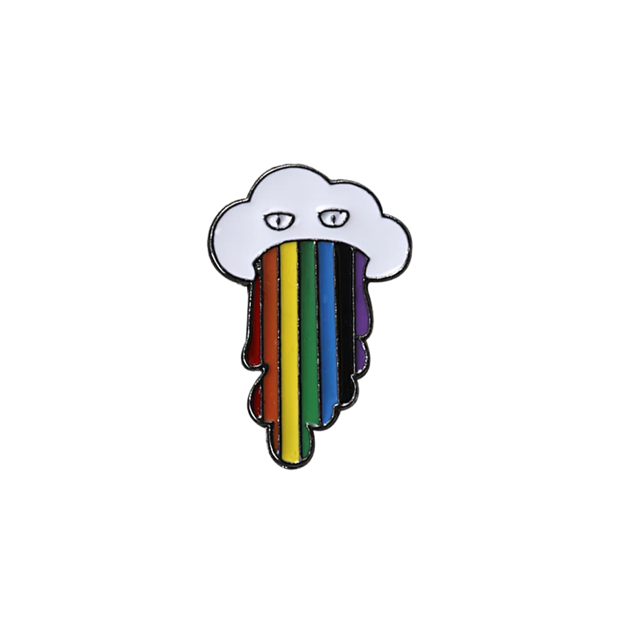 Regenbogen Wolken Pin aus Metall mit Pride-Farben, kleiner Anstecker für Vielfalt und Sichtbarkeit.
