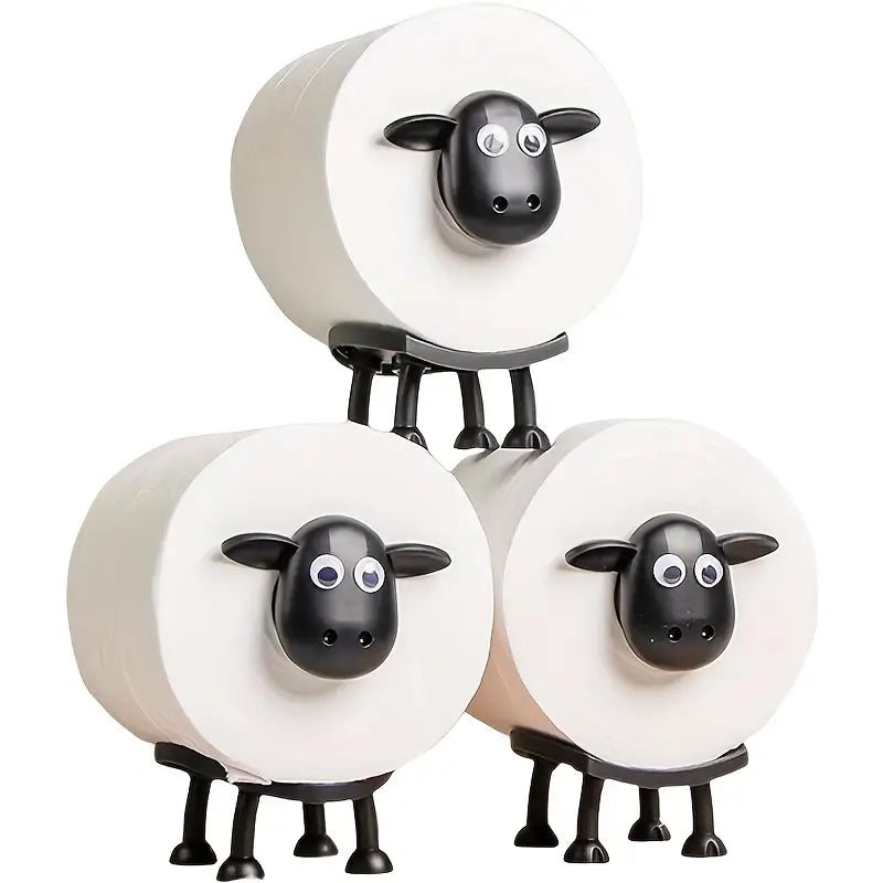 Drei lustige Schaf-Toilettenpapierhalter aus Kunststoff als originelle Badezimmerdekoration