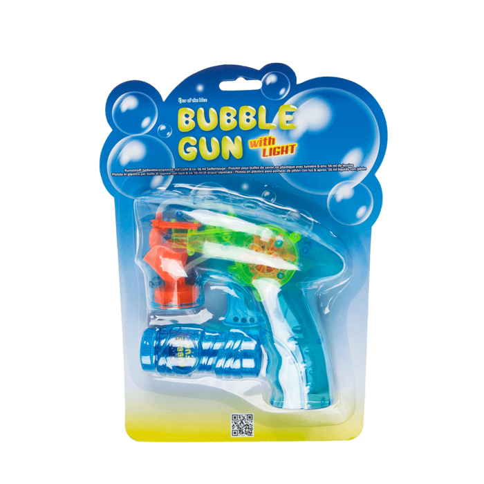 Seifenblasenpistole mit LED-Licht und Seifenlauge in Verpackung