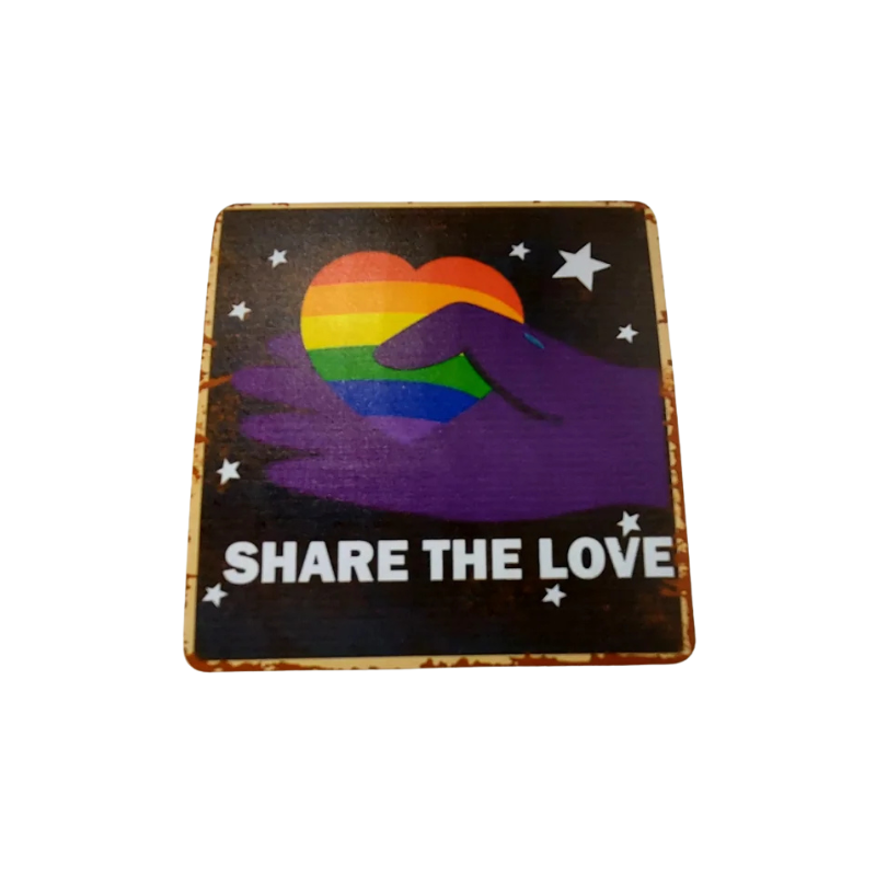Pride Regenbogen Magnet „Share the Love“ – LGBTQIA+ Kühlschrankmagnet mit Regenbogenherz als Symbol für Liebe, Vielfalt und Akzeptanz