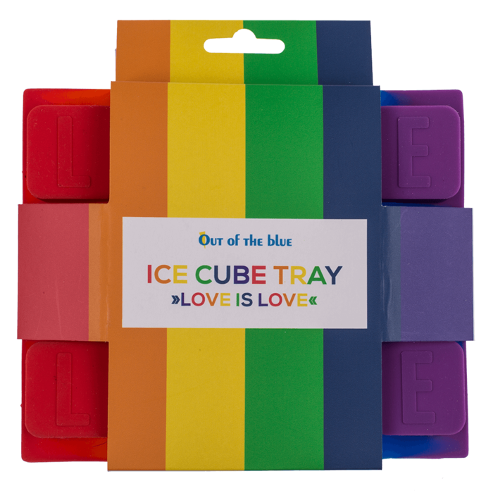 Silikon Eiswürfelform „Love is Love“ im Regenbogen-Design für 12 Eiswürfel – Pride Eiswürfelform für Cocktails und Partys