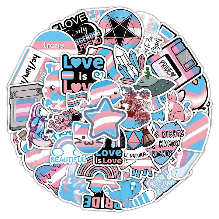 Trans Aufkleber Set – Pride Sticker für trans Identität (50 Stück)