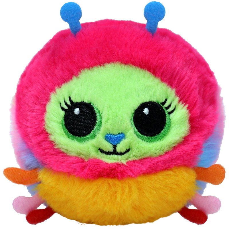 Ty Beanie Boo Crystal Caterpillar Bouncer 9 cm rundes Plueschtier mit Glitzeraugen