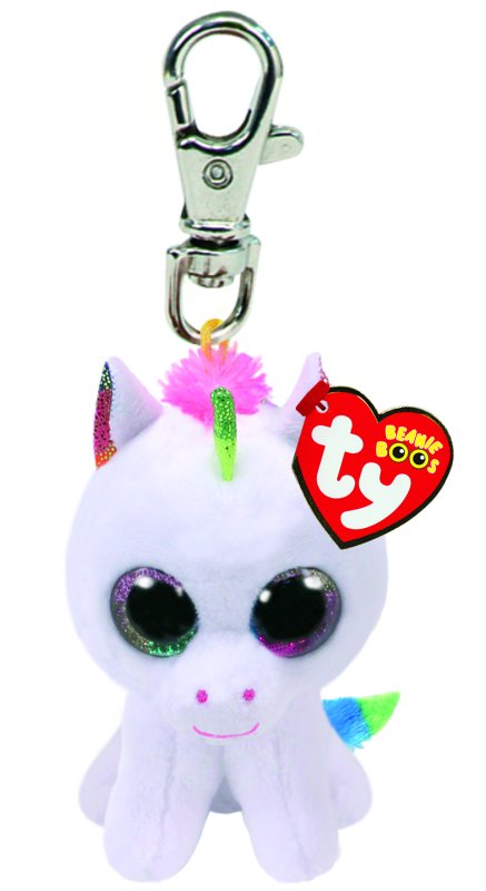 Ty Beanie Boo PIXY Unicorn Key Clip 10 cm Einhorn Schlüsselanhänger mit Glitzeraugen und Metallkarabiner